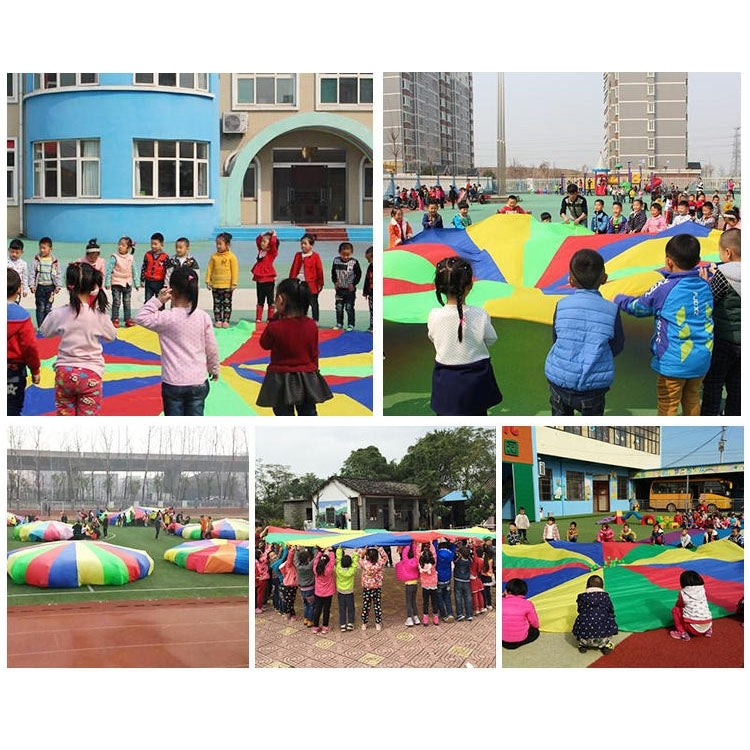 5m Children Outdoor Game Exercise Sport Toys Rainbow Umbrella Parachute Play Fun Toy with 12 Handle Straps for Families / Kindergartens / Amusement Parks, 5m  12 Handle Straps