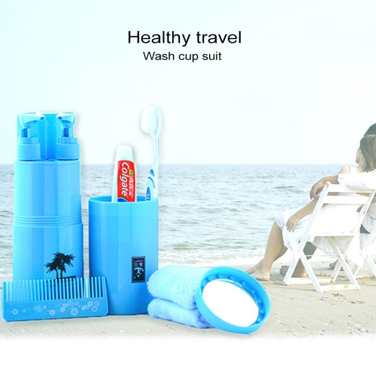 Creative 7 in 1 Portable Gargle Cup Shampoo Sub-Bottle Towel Toothbrush Comb Make-up Mirror Travel Wash Kits, Affordable Sets, 7 in 1