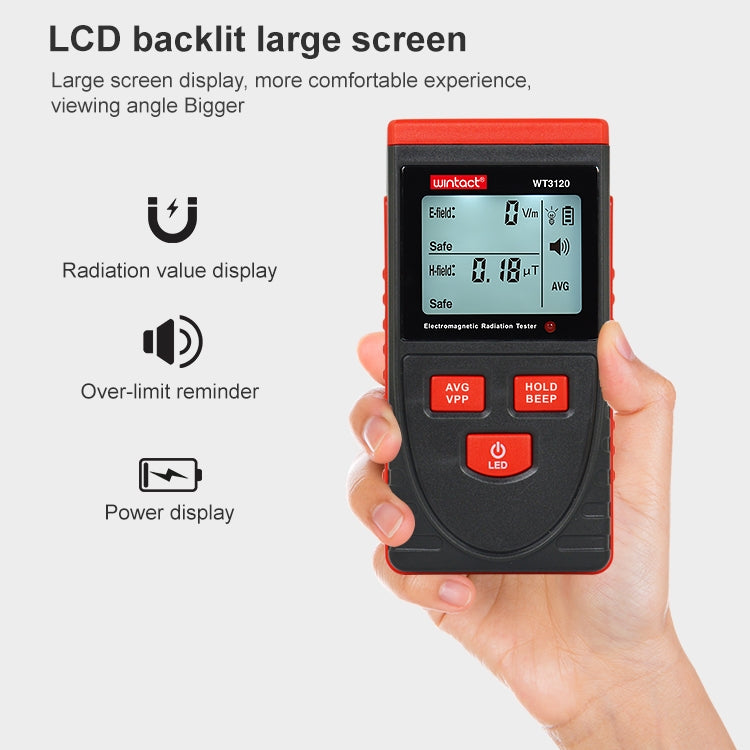 Wintact WT3120 Inductive Wood Moisture Meter Electromagnetic Radiation Tester, WT3120