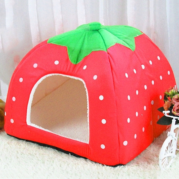 Strawberry Shaped Foldable Short Plush Pet House Nest, Size: S, Purple, Size S, Red, Size S, Pink, Size S, Blue, Size S