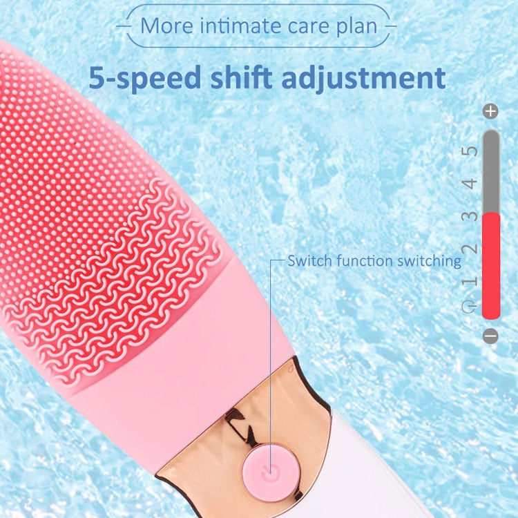 CNaier AE-618 Battery-powered Silicone Acoustic Wave Face Skin Care Electric Facial Cleanser (Orange)