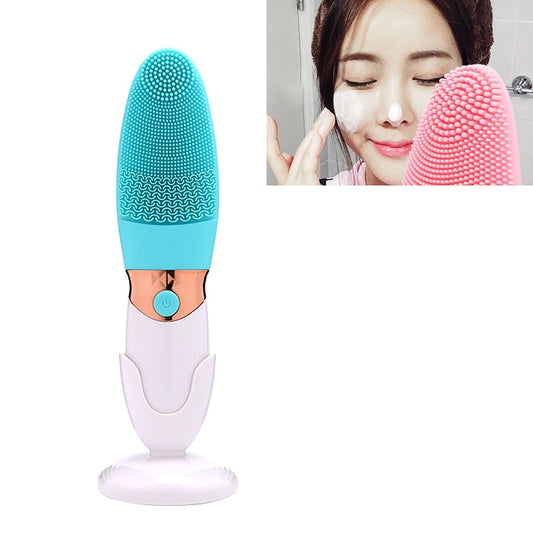 CNaier AE-618 Battery-powered Silicone Acoustic Wave Face Skin Care Electric Facial Cleanser (Blue)