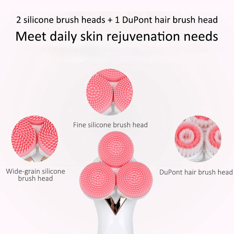 CNaier AE-878 USB Charging Silicone Face Skin Care Electric Facial Cleanser (Pink)