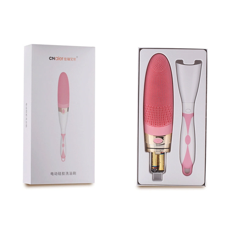 CNaier AE-8381 Household Waterproof Vibration Silicone Electric Massage Bath Body Brush (Pink)