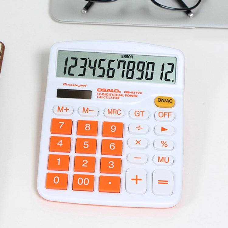 OSALO OS-837VC 12 Digits Colorful Desktop Calculator Solar Energy Dual Power Calculator(Orange)