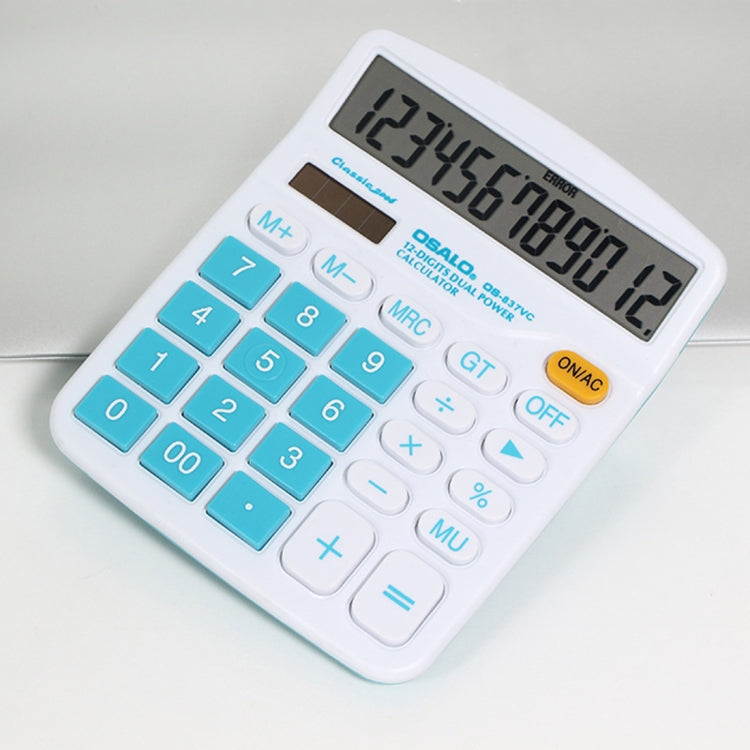 OSALO OS-837VC 12 Digits Colorful Desktop Calculator Solar Energy Dual Power Calculator(Blue)