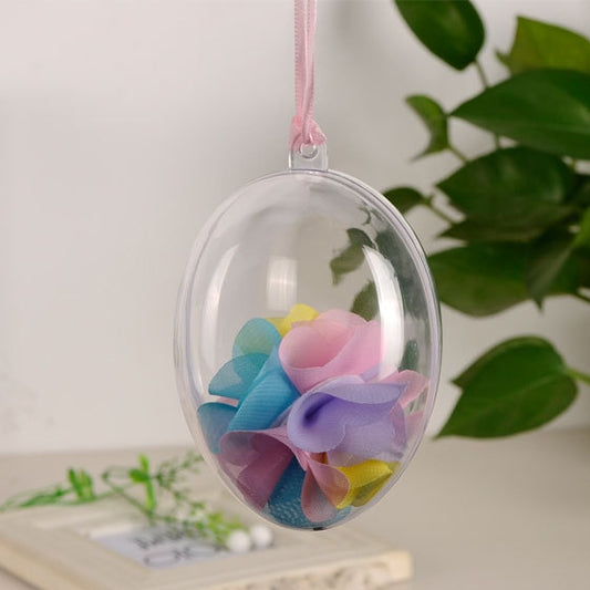 6 PCS Transparent Plastic Hollow Ellipsoid Easter Christmas Wedding Decorations