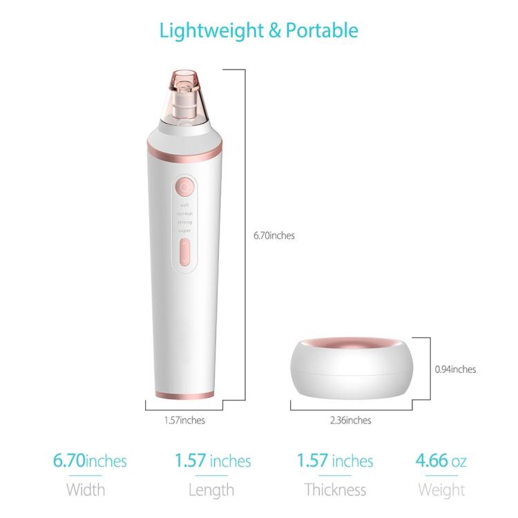 Wireless Charging  Multi-function Blackhead Extractor Pore Cleanser with Four Probes & LED Lighting Function(White)