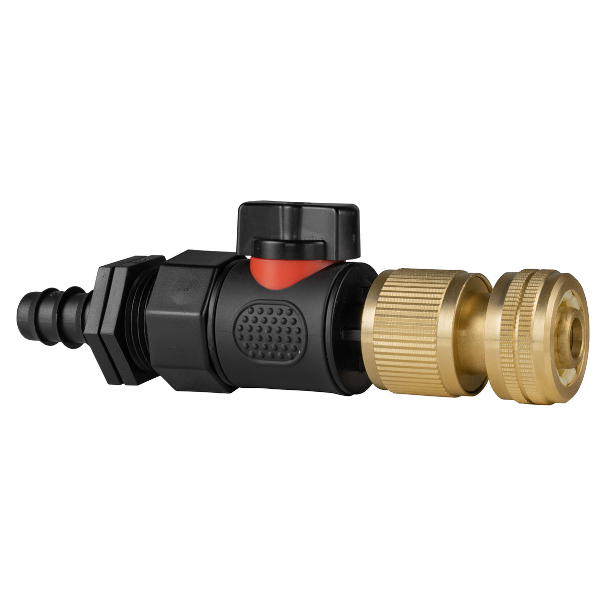 16mm Barbed Straight with BSPF-Quick Connect Valve & Hose Connector Brass