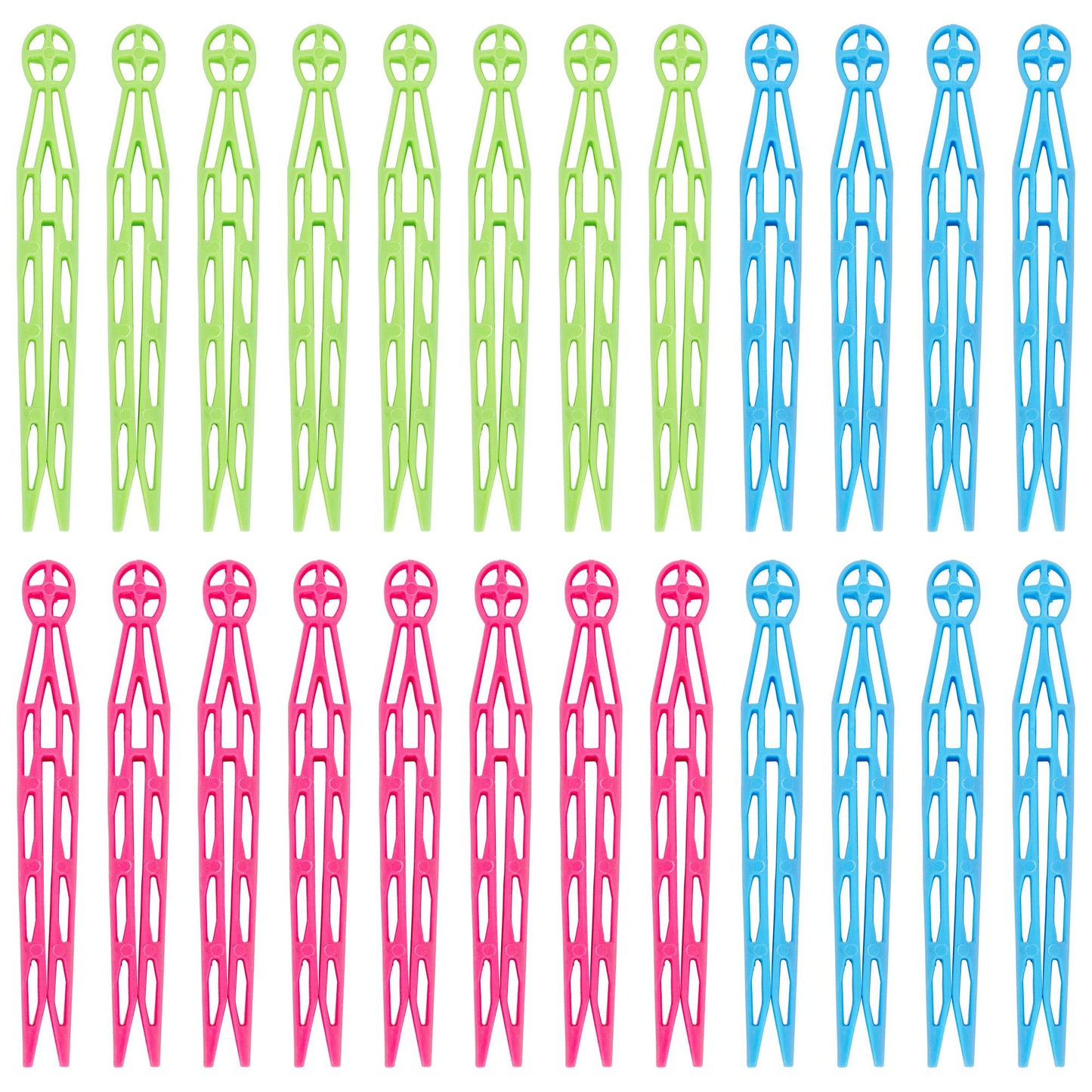 Multi Plastic Dolly Clothes Pegs - Pack of 24