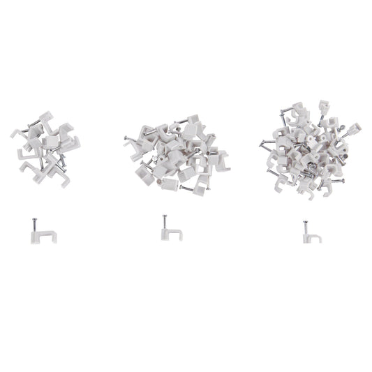 80pc Round Plastic Cable Clips Set - 3 Sizes