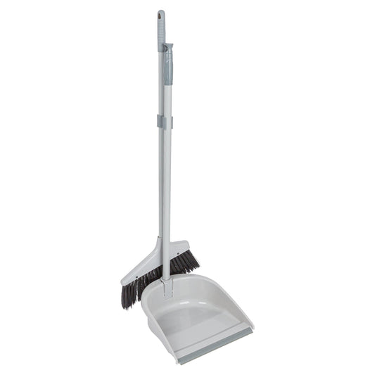 Grey Long Handle Dustpan & Brush Set