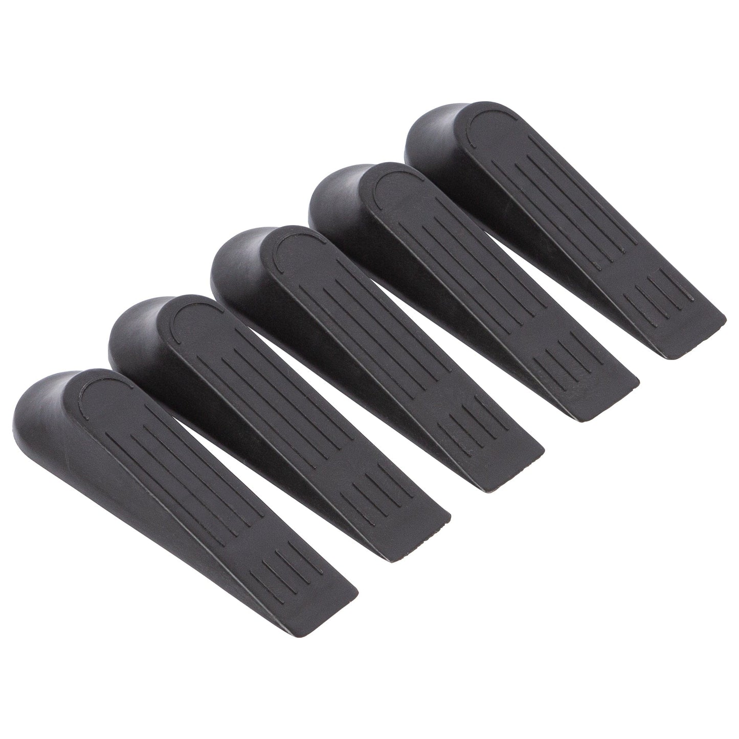 Black Rubber Wedge Door Stops - Pack of 5