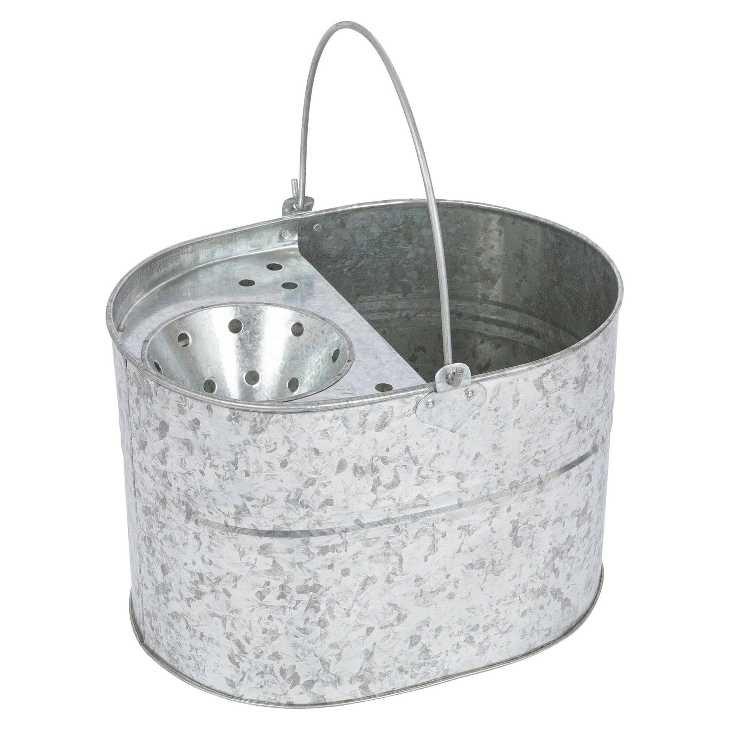Silver Galvanised Steel Mop Bucket with Wringer