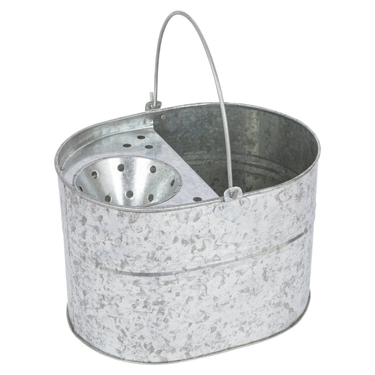 Silver Galvanised Steel Mop Bucket with Wringer