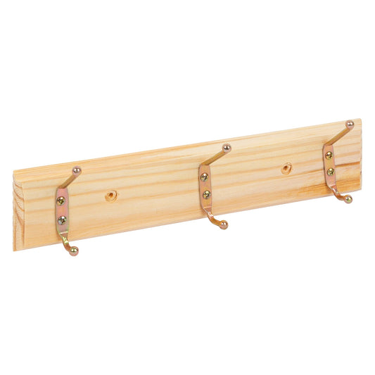 Pine 3 Hook Wooden Wall-Mounted Coat Rack