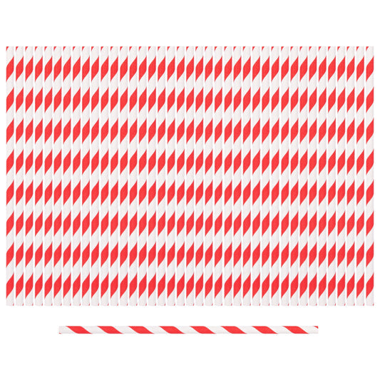 Red Stripe 19.5cm Paper Straws - Pack of 40