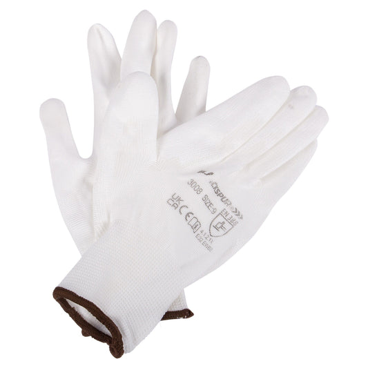 White L Lightweight Painters PU Gripper Gloves