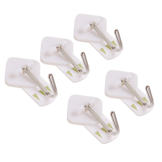White 20mm x 20mm Swivel Metal Self-Adhesive Hooks - Pack of 5
