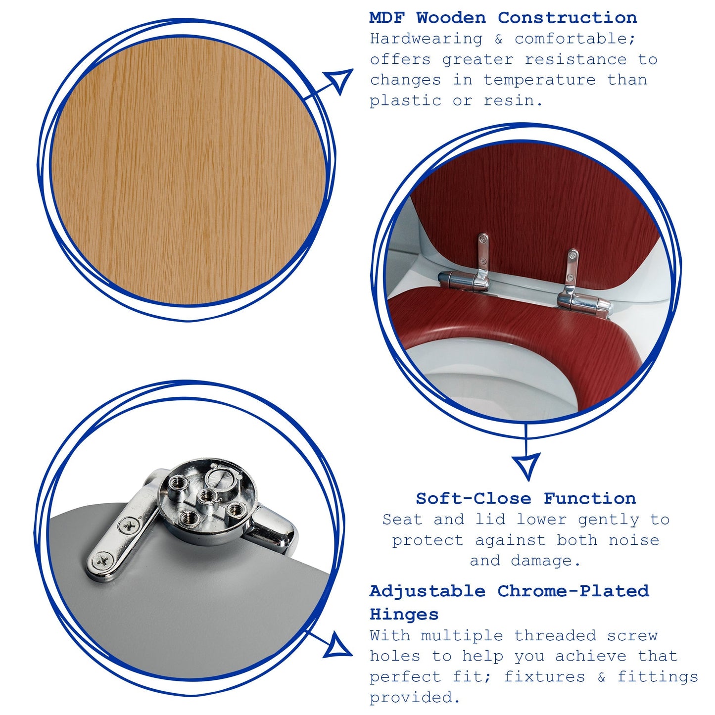 Grey Soft Close Tongue & Groove Toilet Seat