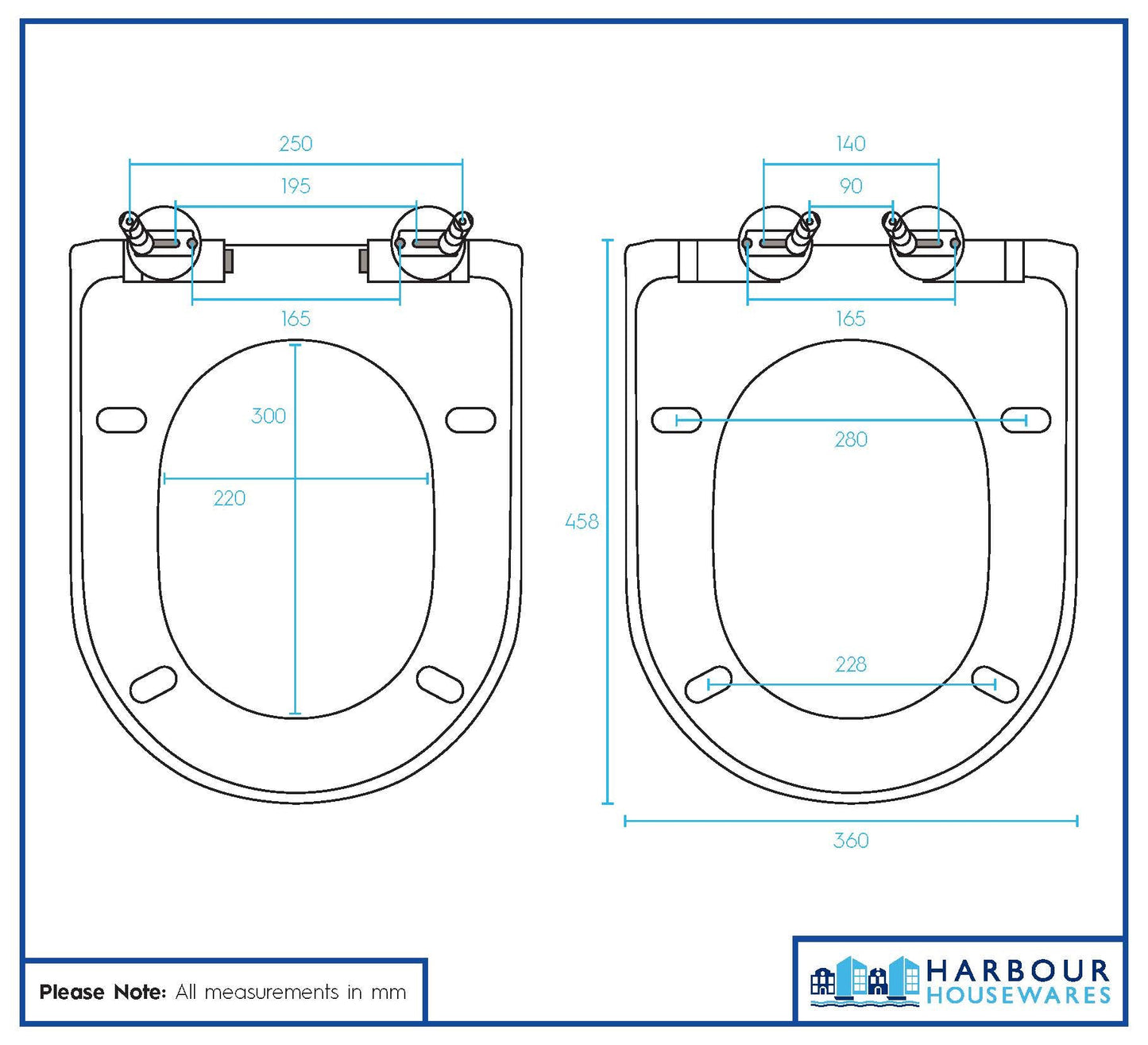 White Square Antibacterial Soft Close Standard Toilet Seat