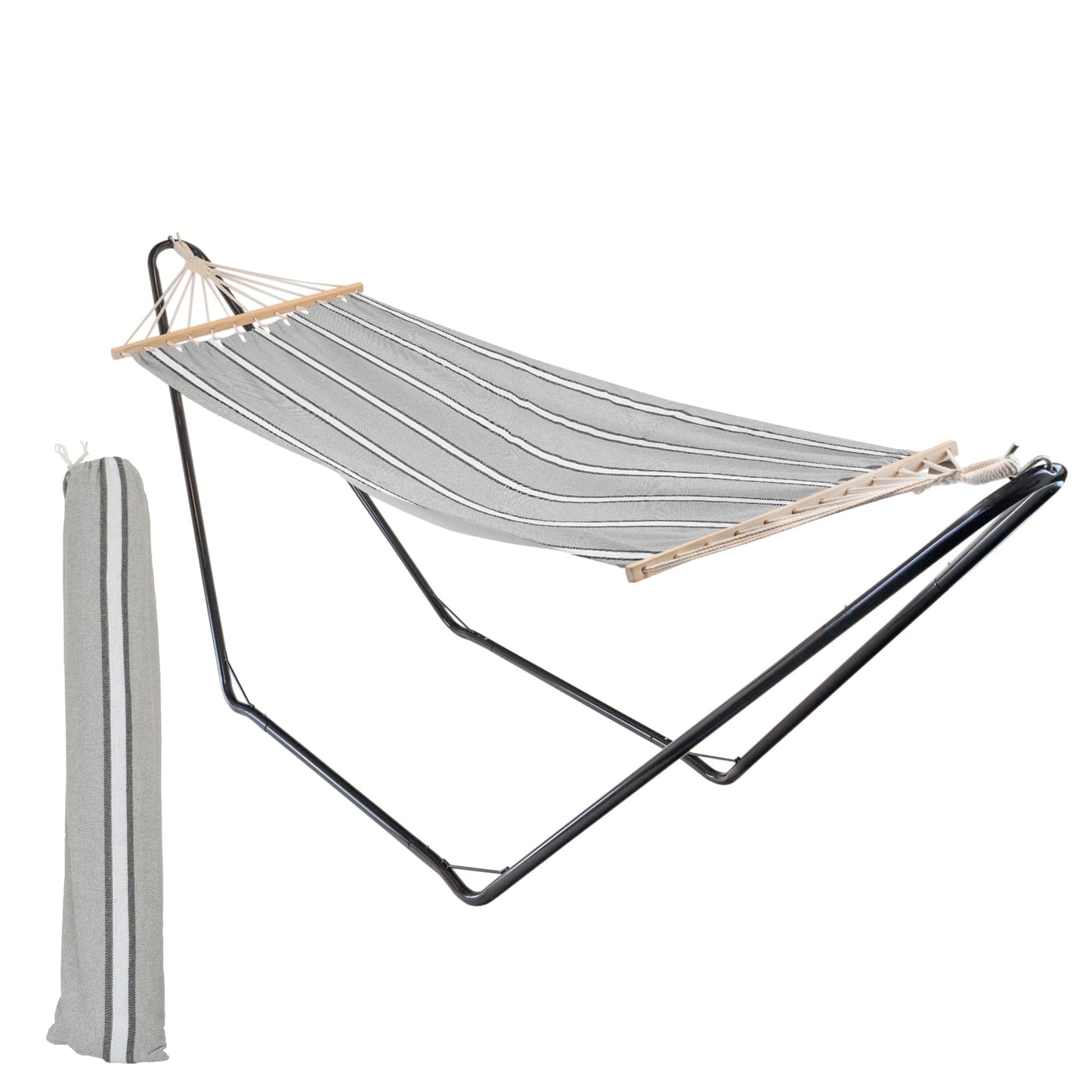 Deluxe Cotton Garden Hammock with Metal Stand