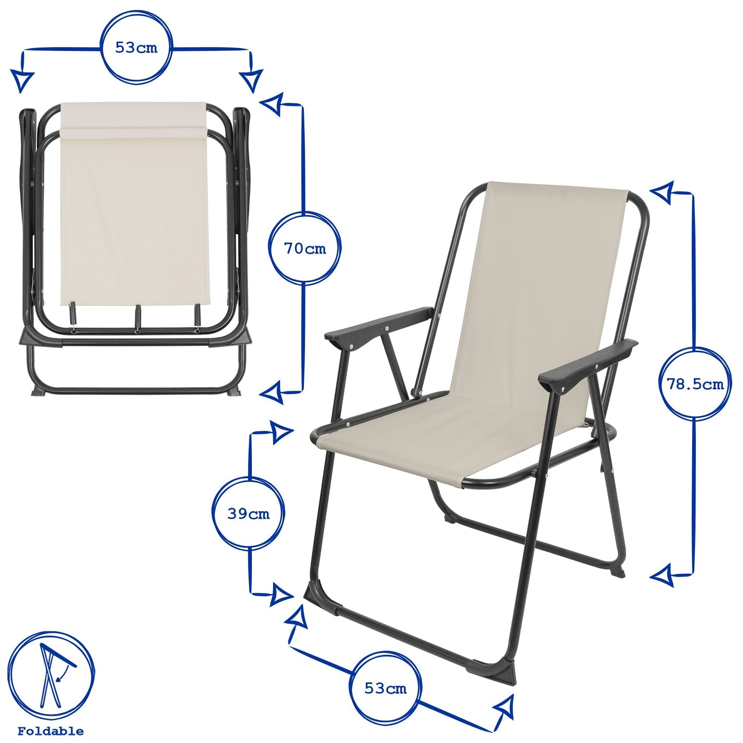 Beige Folding Metal Beach Chair