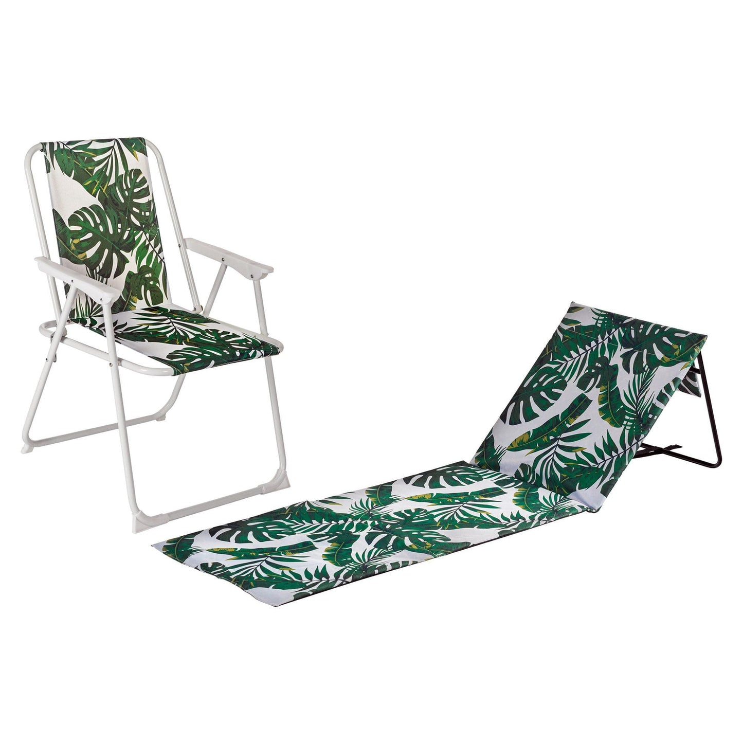 4pc Banana Leaf Folding Beach Chair & Lounger Set
