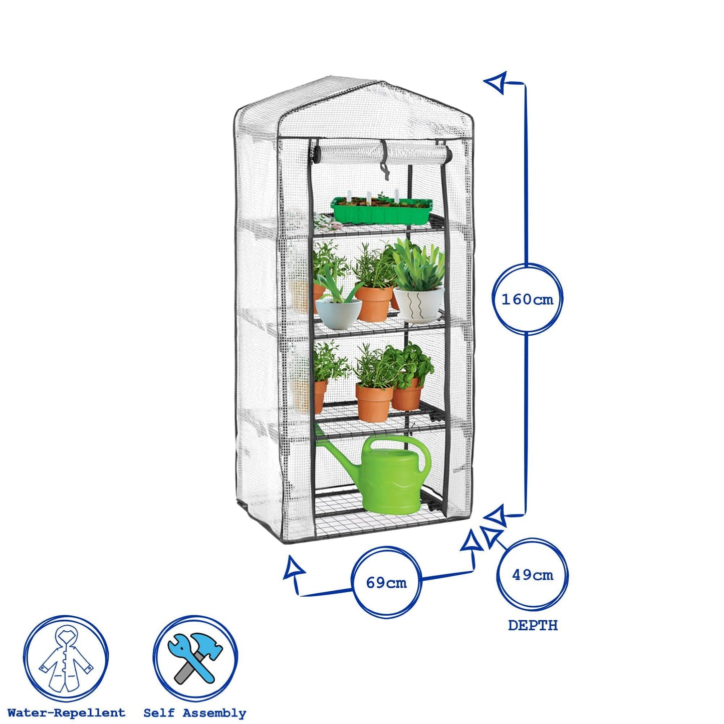 Plastic 4 Tier Mini Greenhouse - 3ft x 6ft