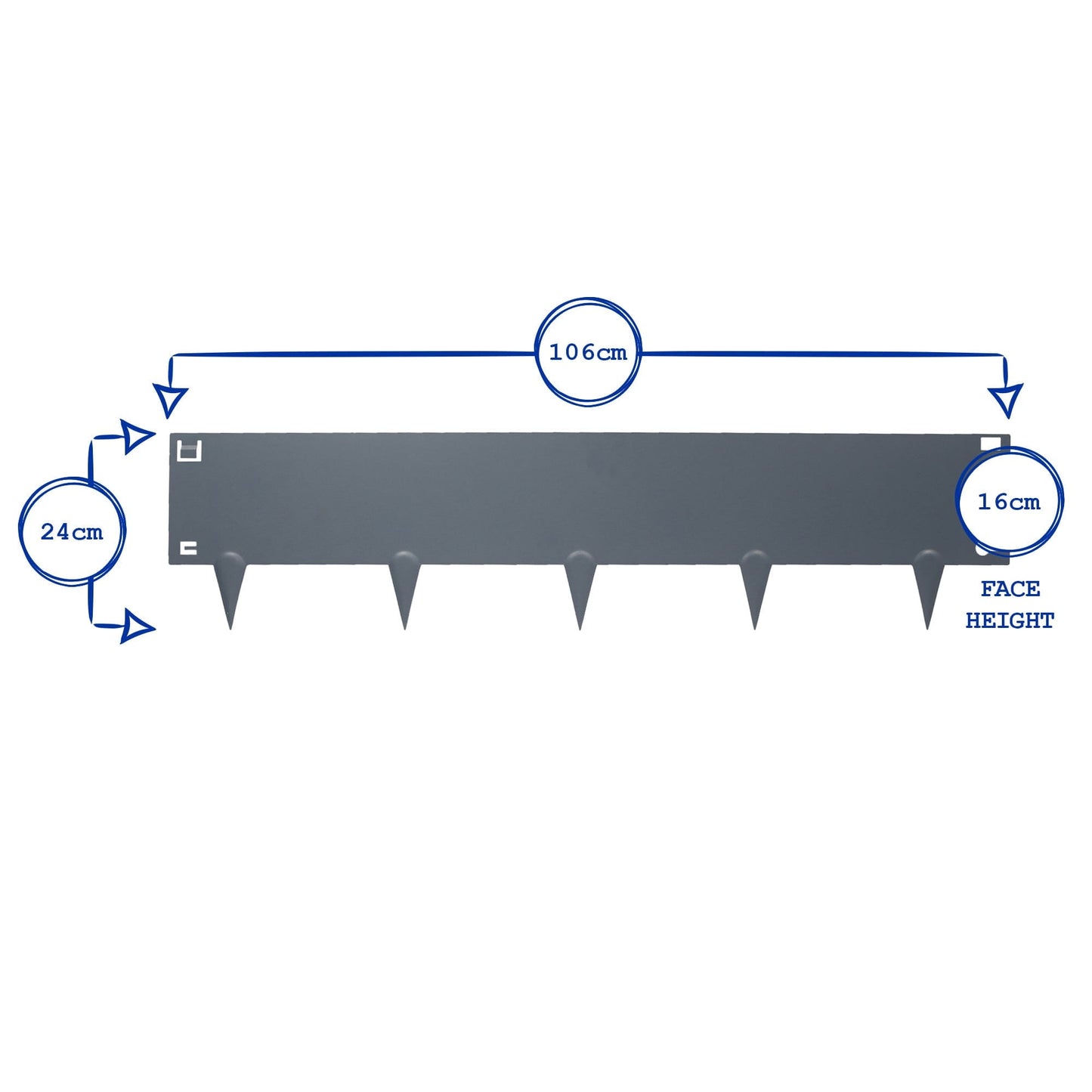 5pc Steel Lawn Edging Set - 5m x 16cm