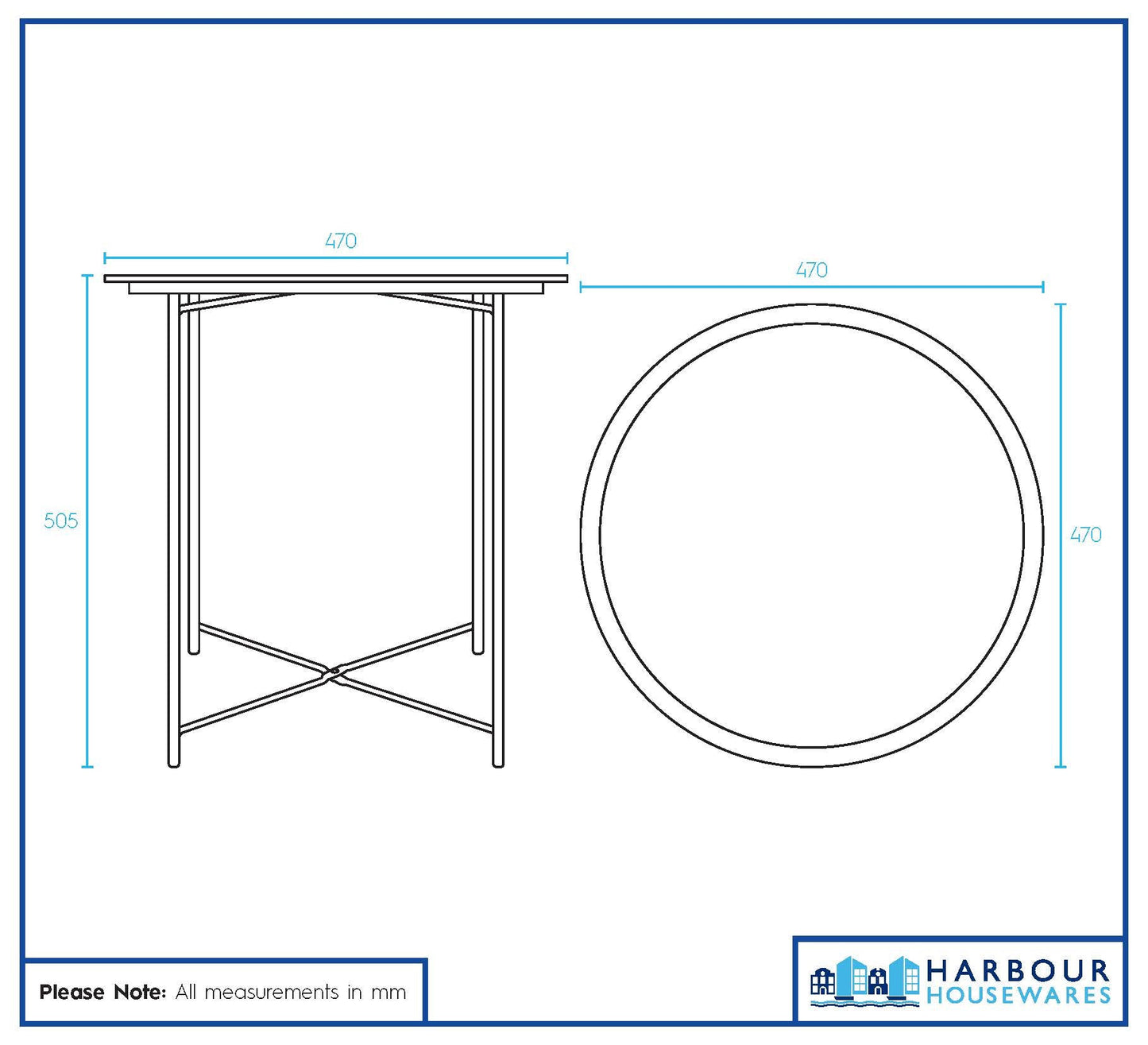 Grey Round Steel Tray Table