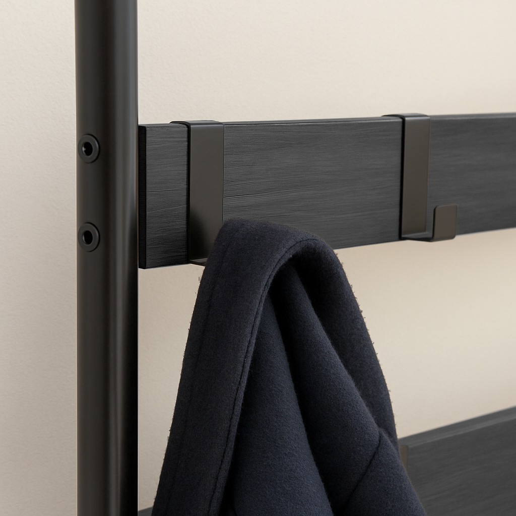 Square Steel Coat Rack with Shoe Storage Bench