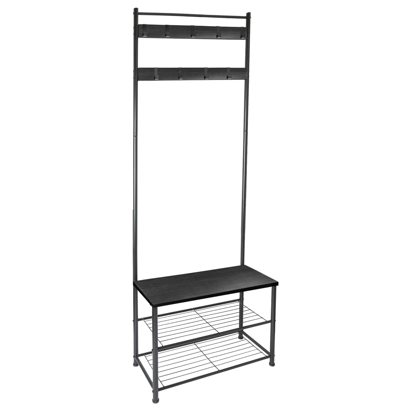 Square Steel Coat Rack with Shoe Storage Bench