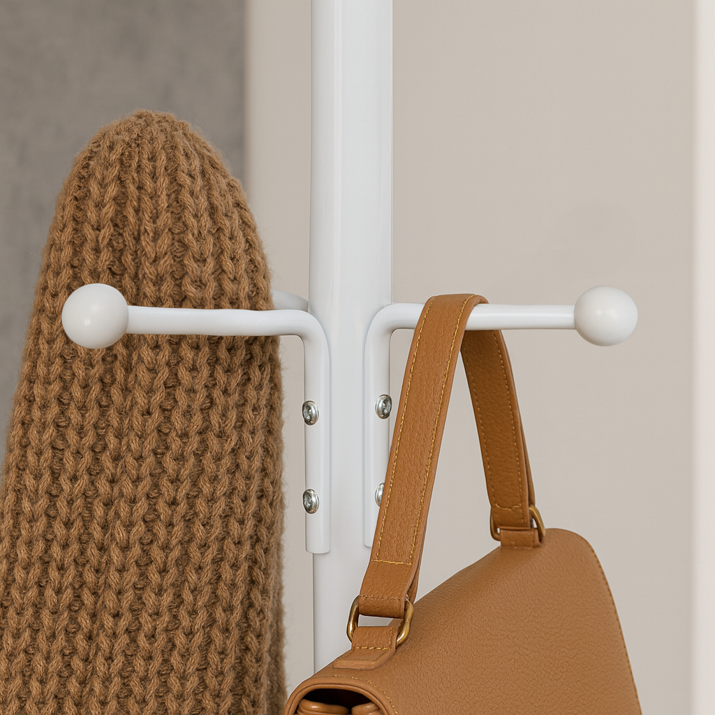 White Free-Standing Steel Coat Rack