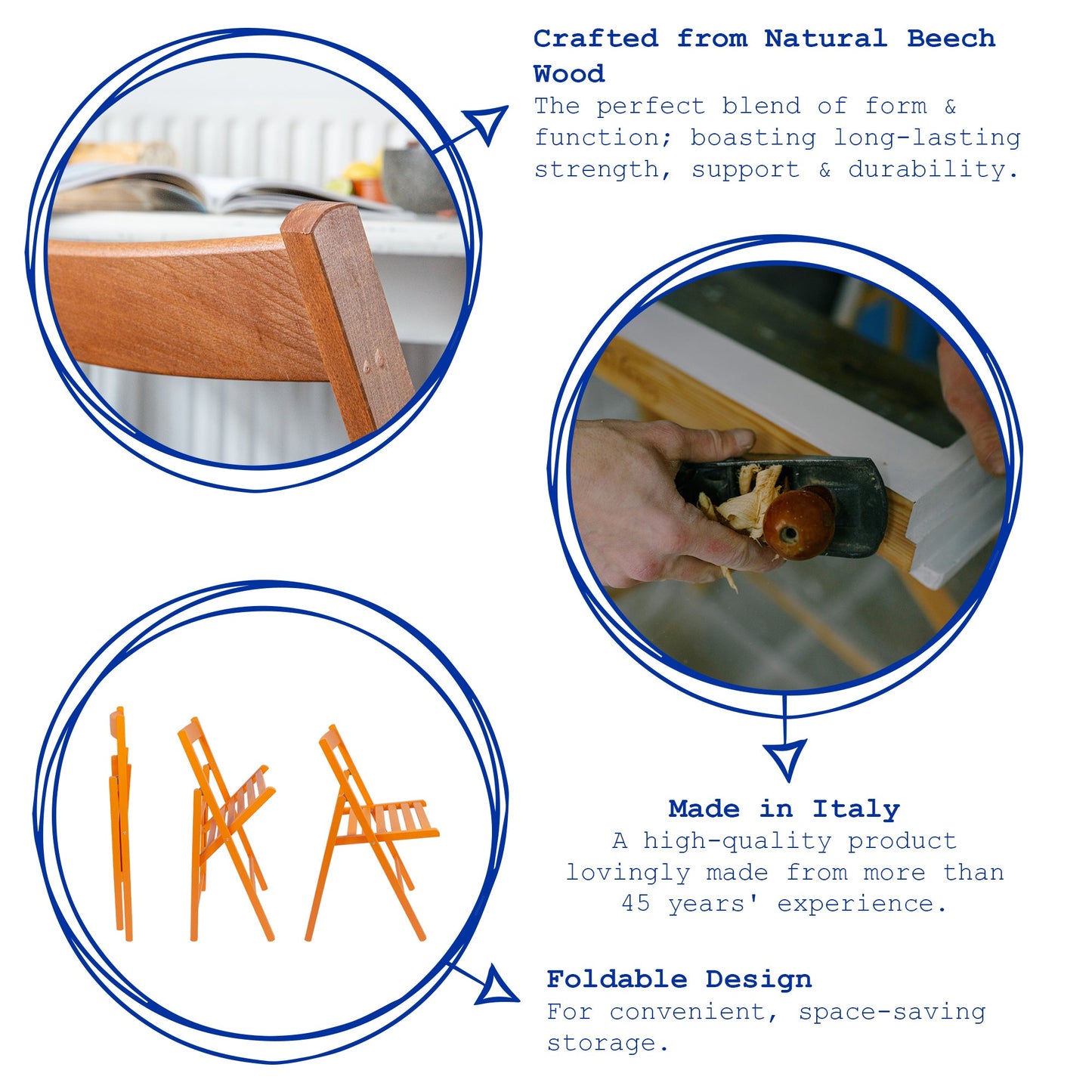 Light Blue Beech Wood Folding Chair