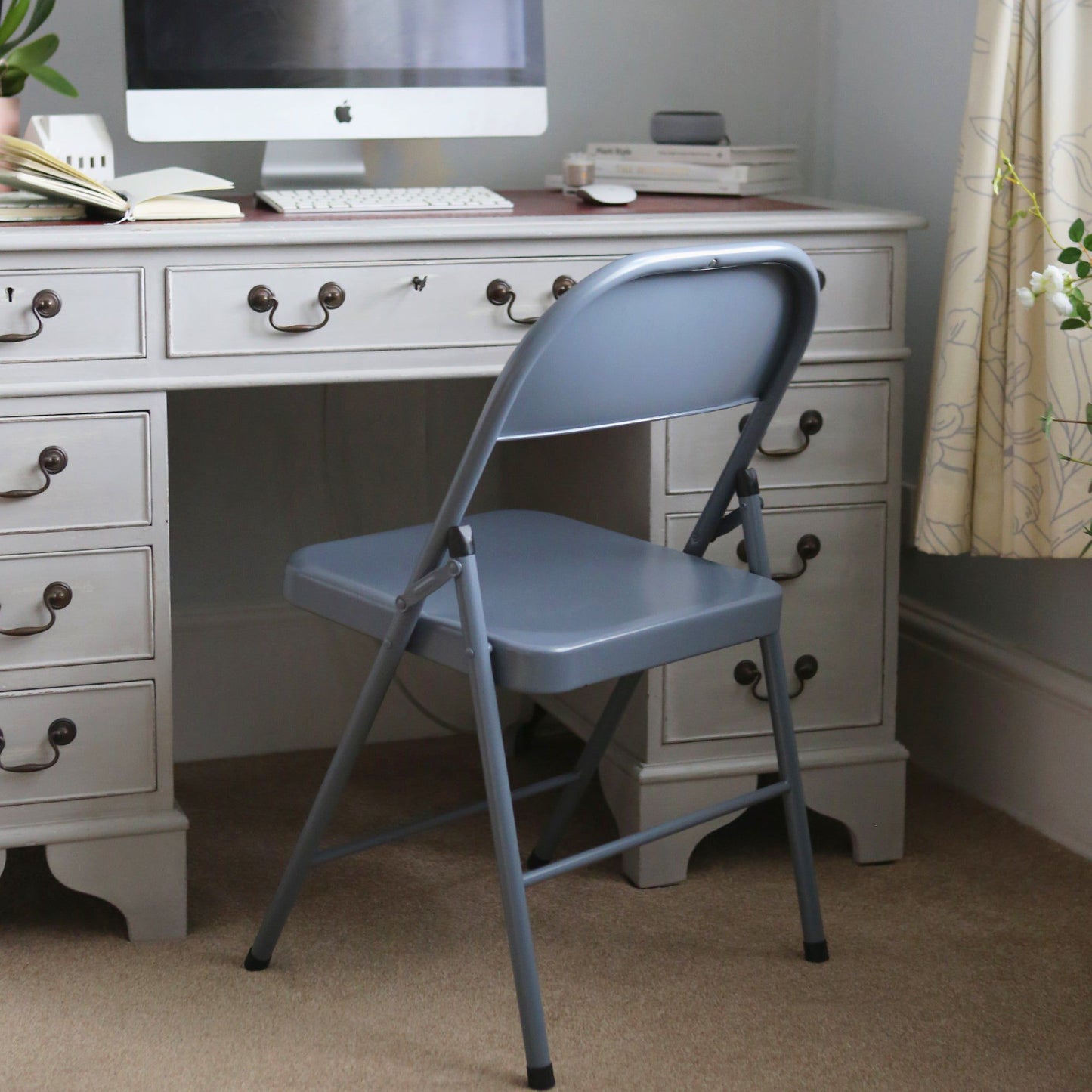 Matt Black Metal Folding Chair - Pack of Six