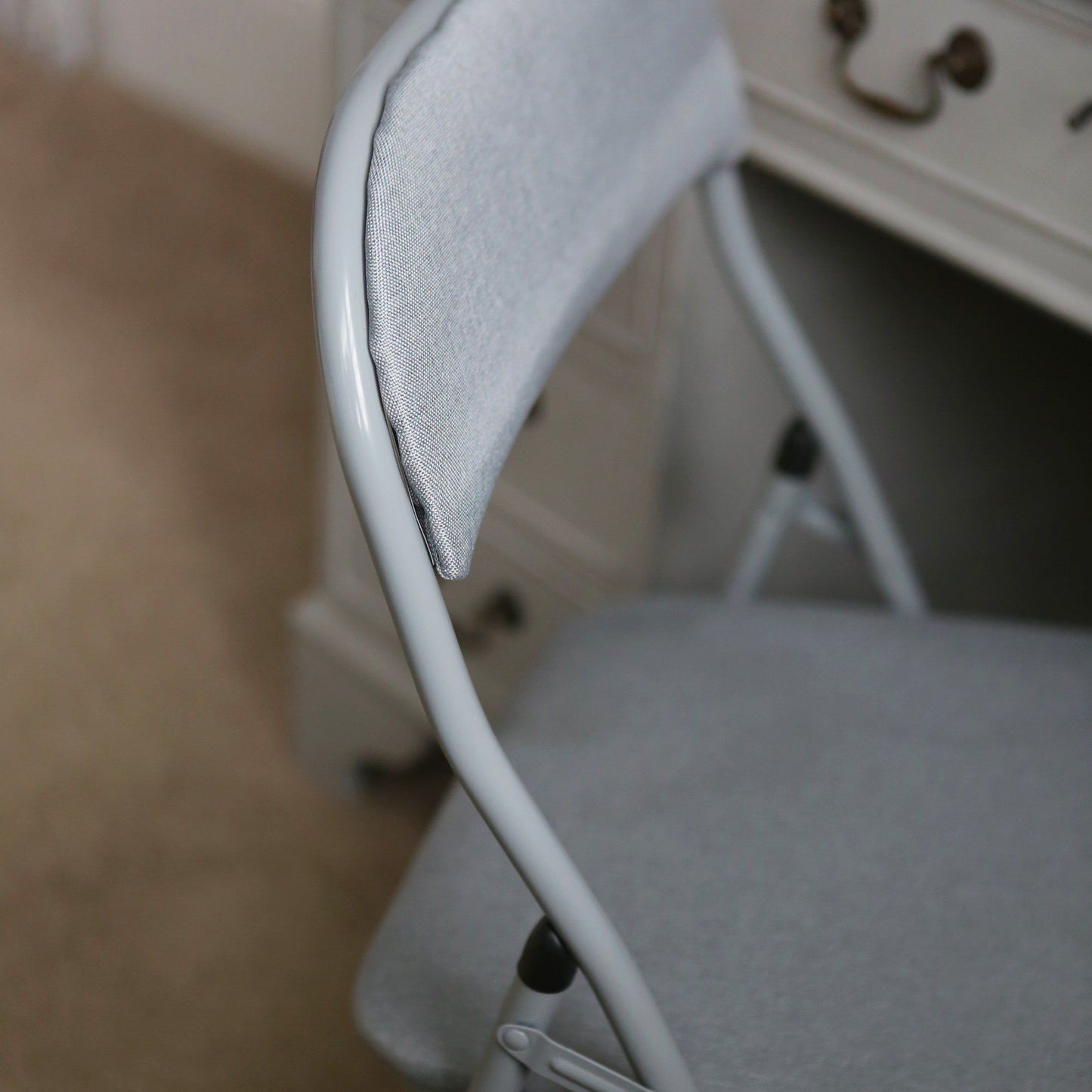 Grey Fabric Padded Folding Chair