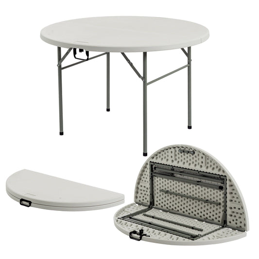 120cm White Round Plastic Folding Trestle Table
