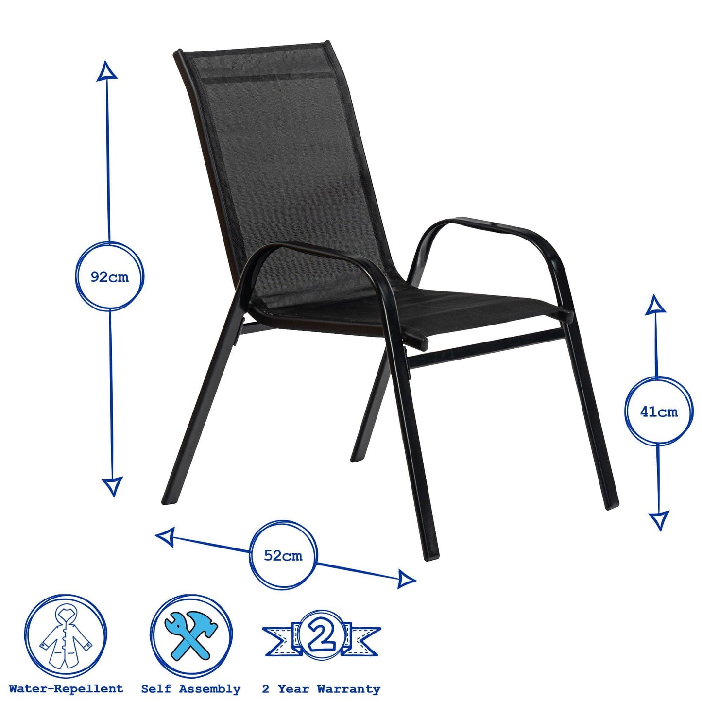 2 piece Sussex Black Garden Armchairs