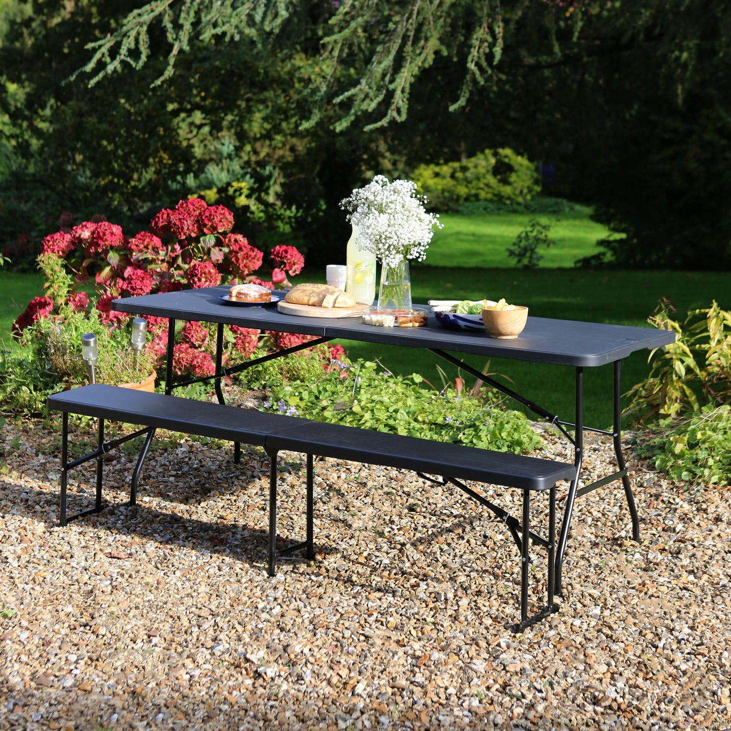 Folding Table, Bench & Chair Set - 180cm (6ft)