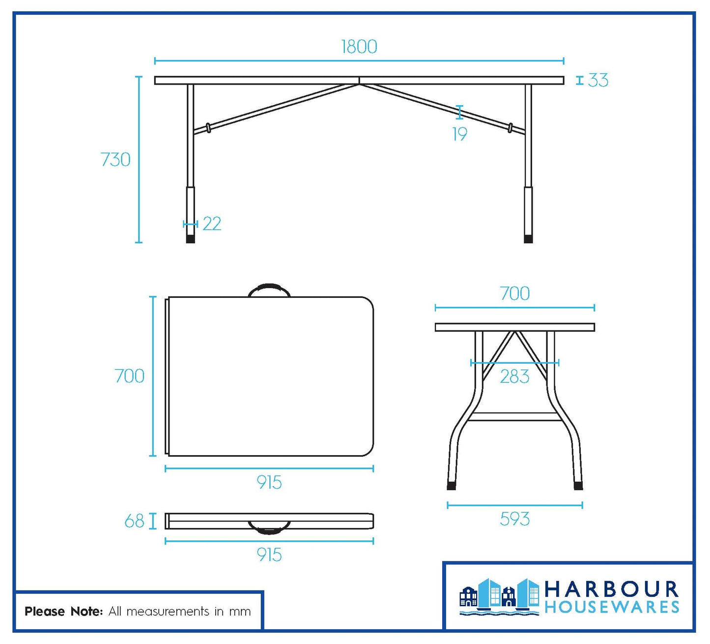 6 Feet Folding Table & Bench Set - 180cm
