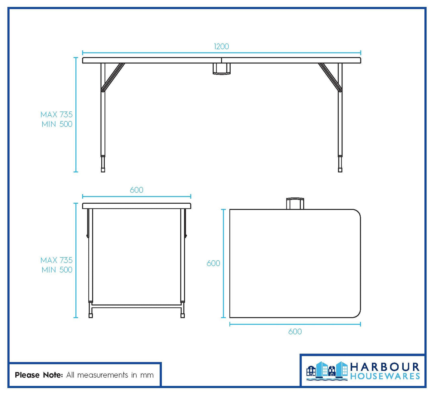 4ft (120cm) Black Height Adjustable Folding Trestle Table
