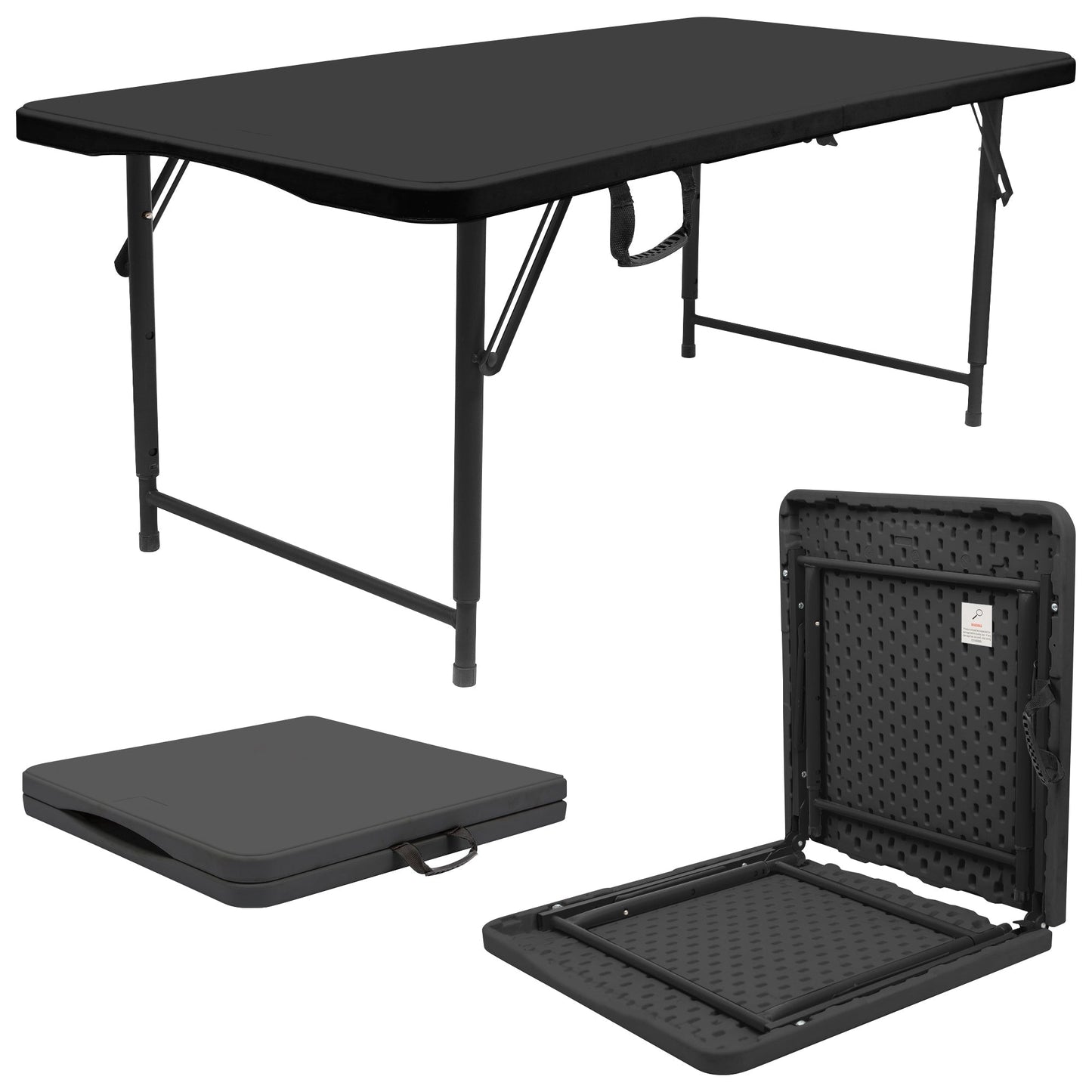 4ft (120cm) Black Height Adjustable Folding Trestle Table