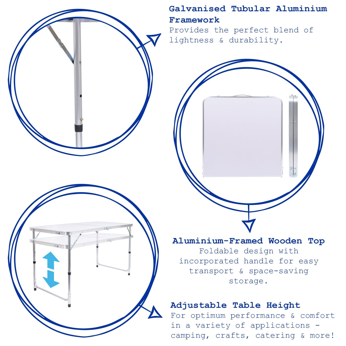Height Adjustable Aluminium Folding Picnic Table