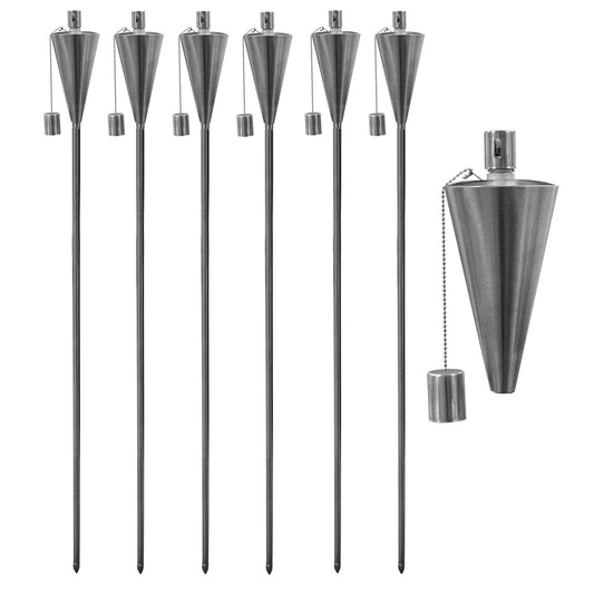 1.46m Metal Cone Garden Torches - Pack of Six