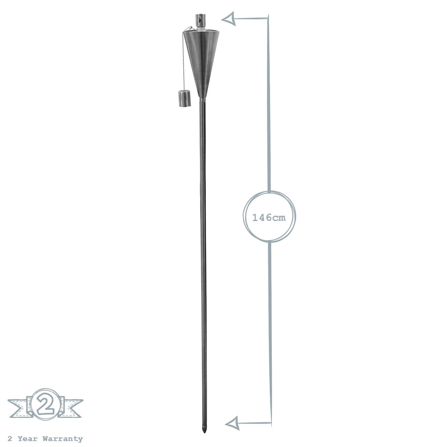 1.46m Metal Cone Garden Torches - Pack of Six