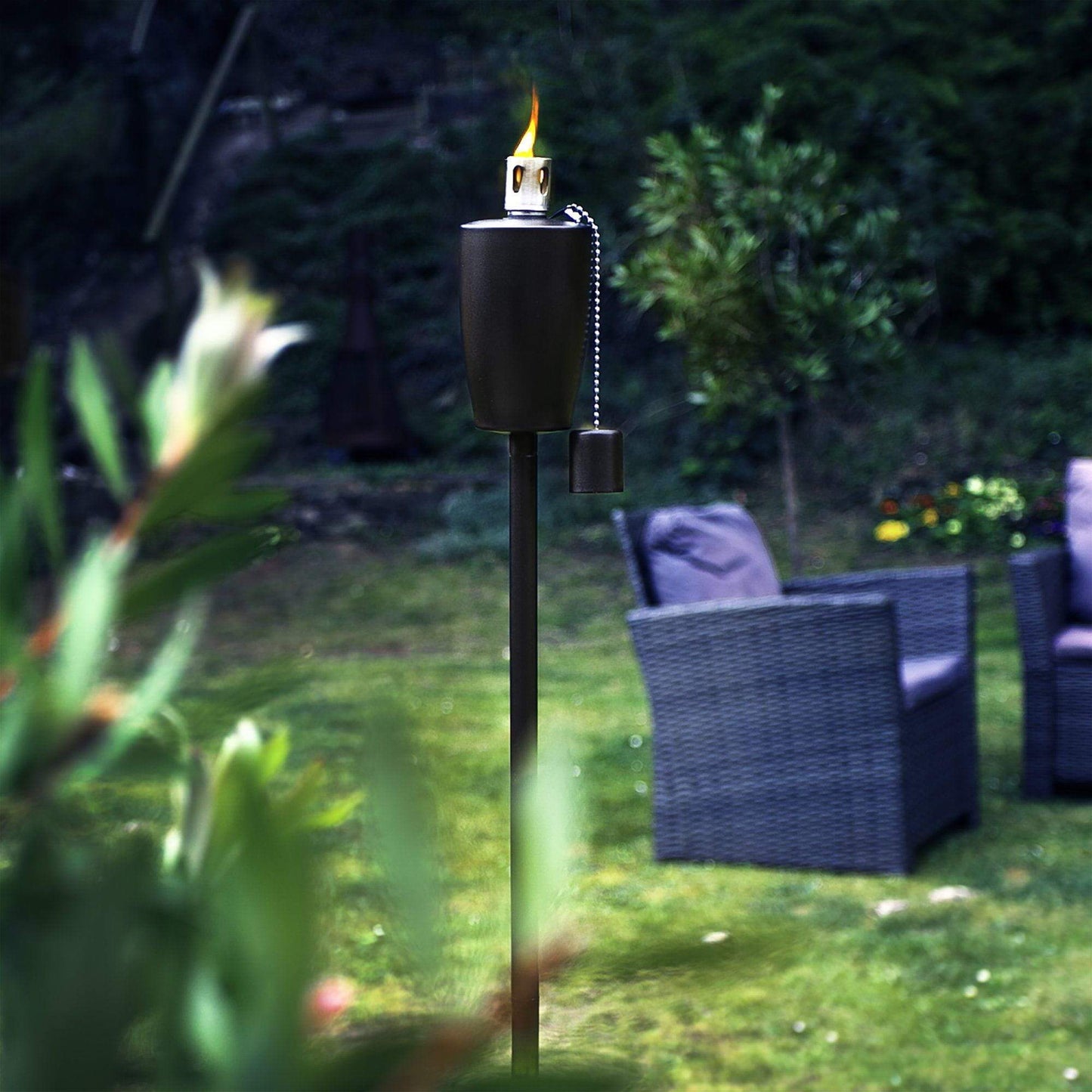 1.46m Metal Barrel Garden Torches - Pack of Six