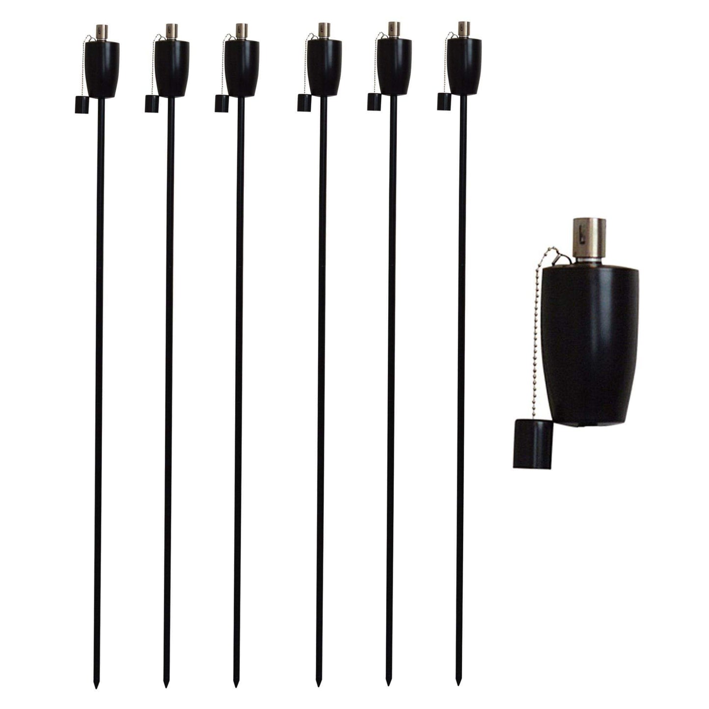 1.46m Metal Barrel Garden Torches - Pack of Six