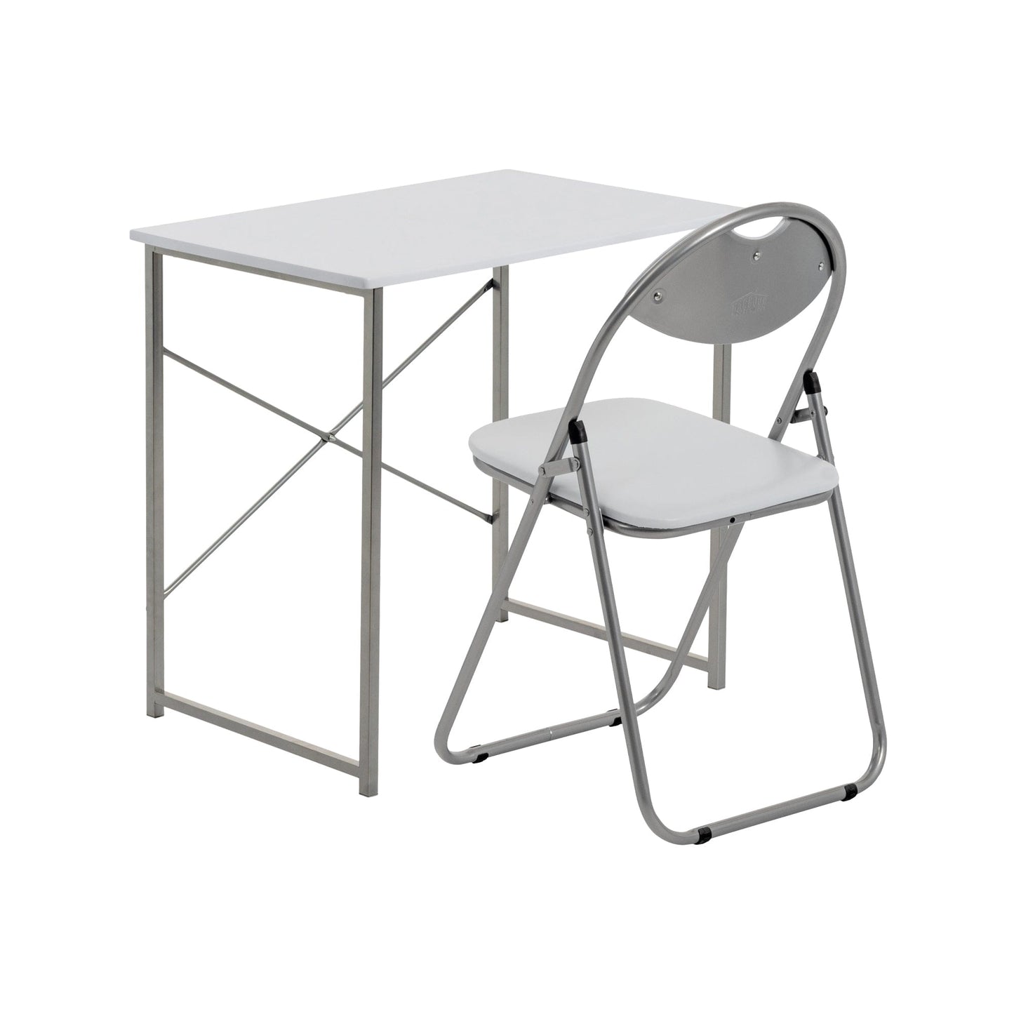 2pc Black Metal Industrial Office Desk & Chair Set