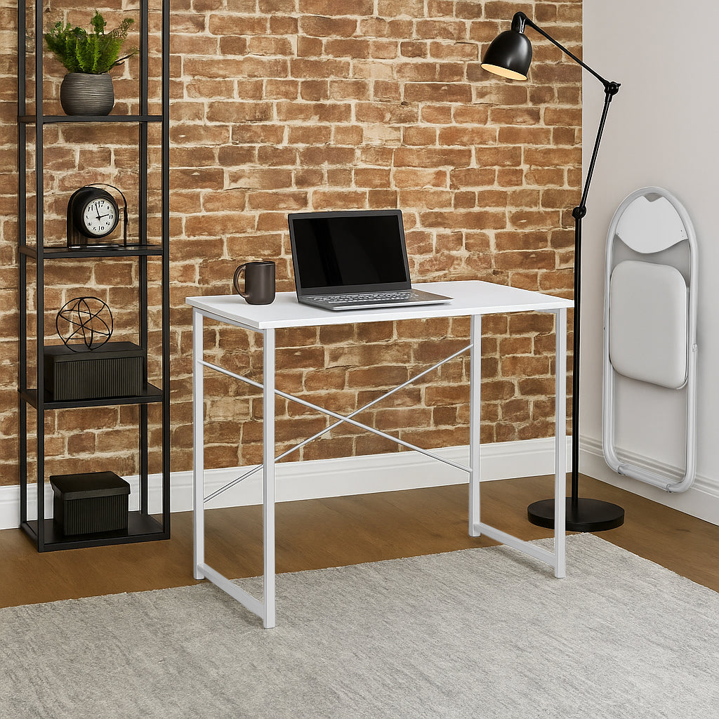 2pc Black Metal Industrial Office Desk & Chair Set